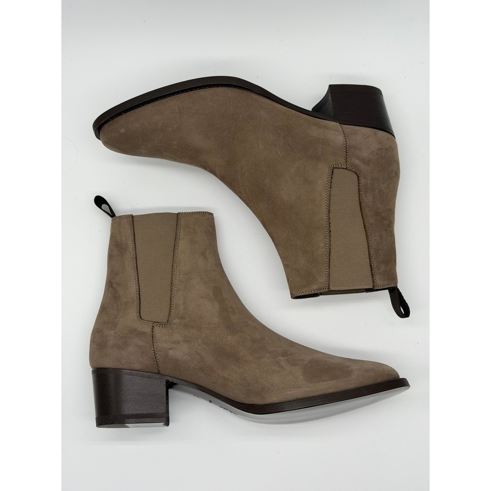 New Ann Mashburn Ankle Boots Womens 37 Taupe Suede Italian Chelsea Ankle Boot